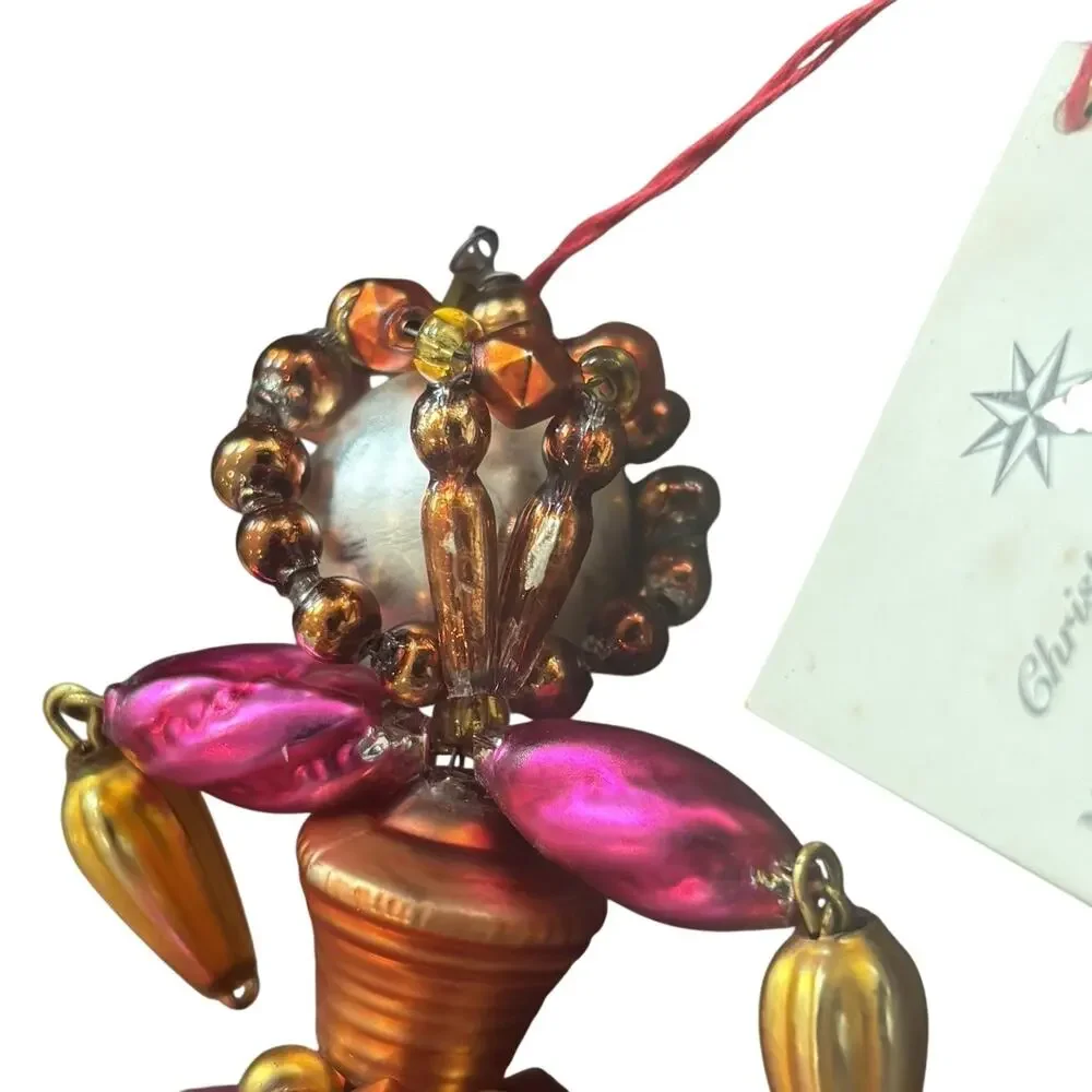 Christopher Radko Wigglets Lady Bead Dancer Ornament Pink Gold Retired Czech